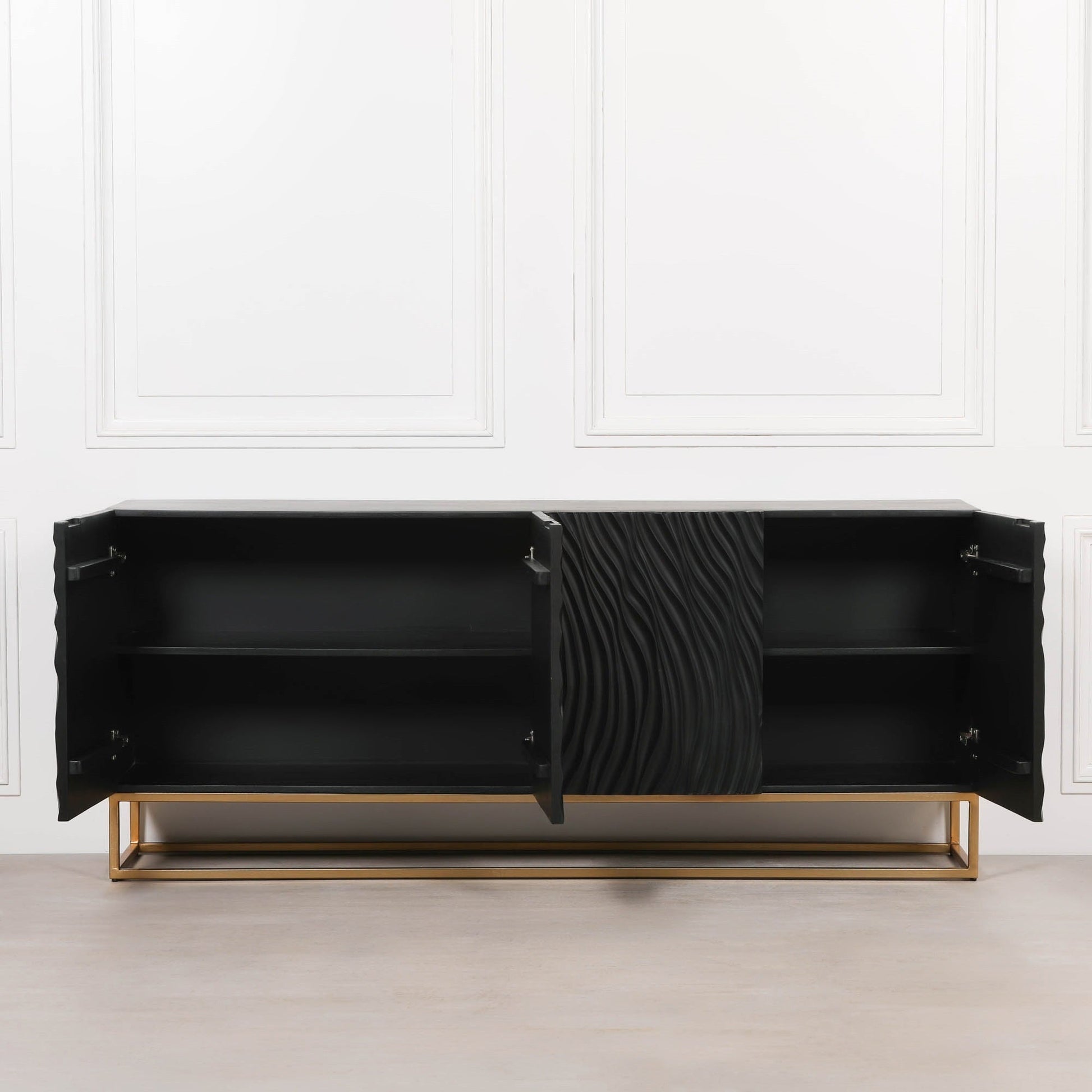 Ripples Black Painted Sideboard  CasaFenix