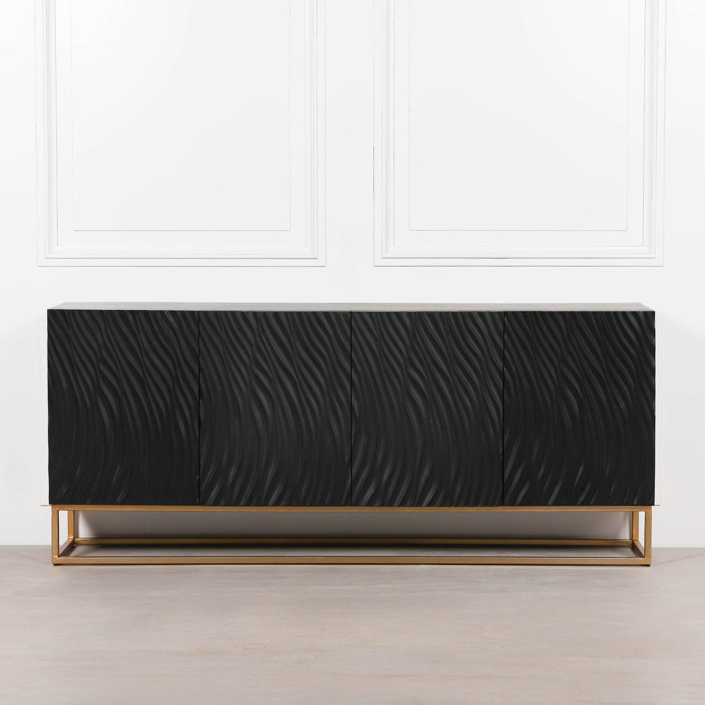 Ripples Black Painted Sideboard  CasaFenix