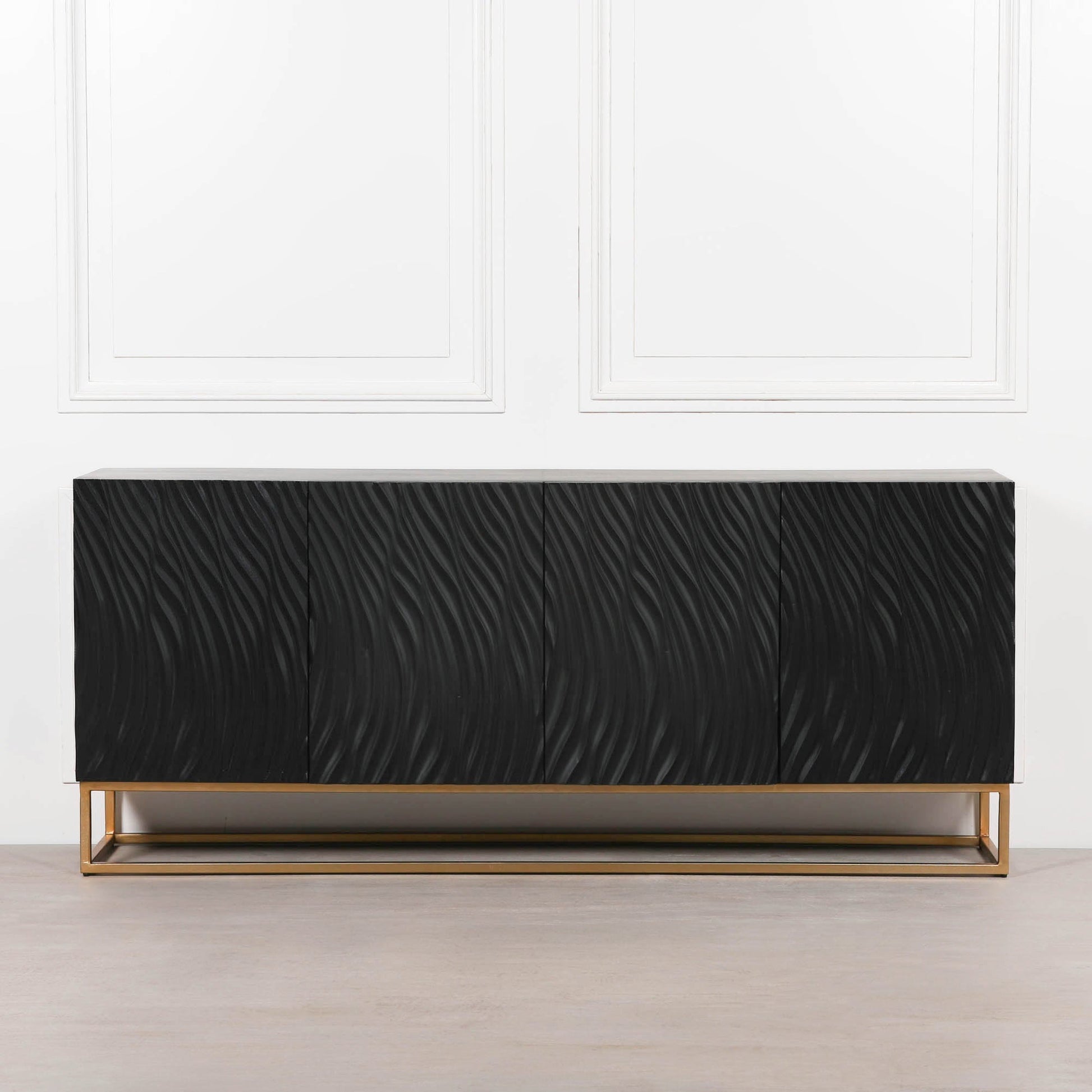 Ripples Black Painted Sideboard  CasaFenix