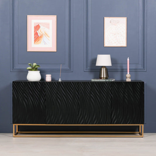 Ripples Black Painted Sideboard  CasaFenix