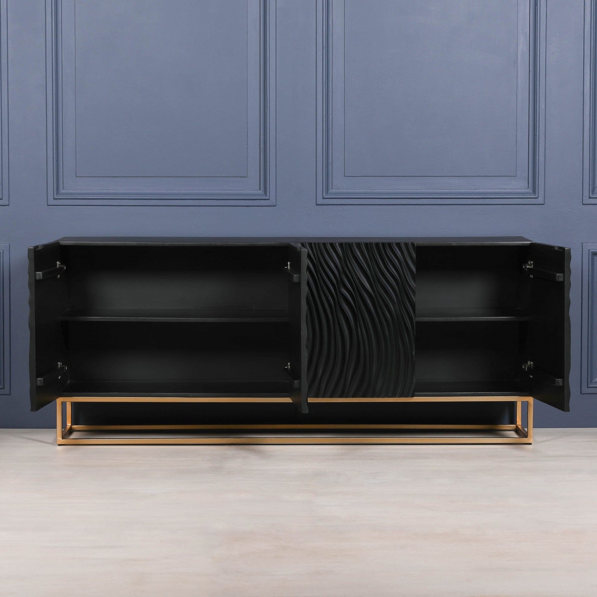 Ripples Black Painted Sideboard  CasaFenix
