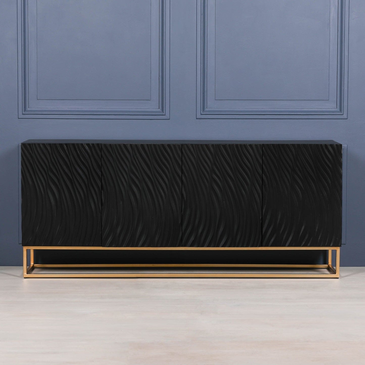 Ripples Black Painted Sideboard  CasaFenix