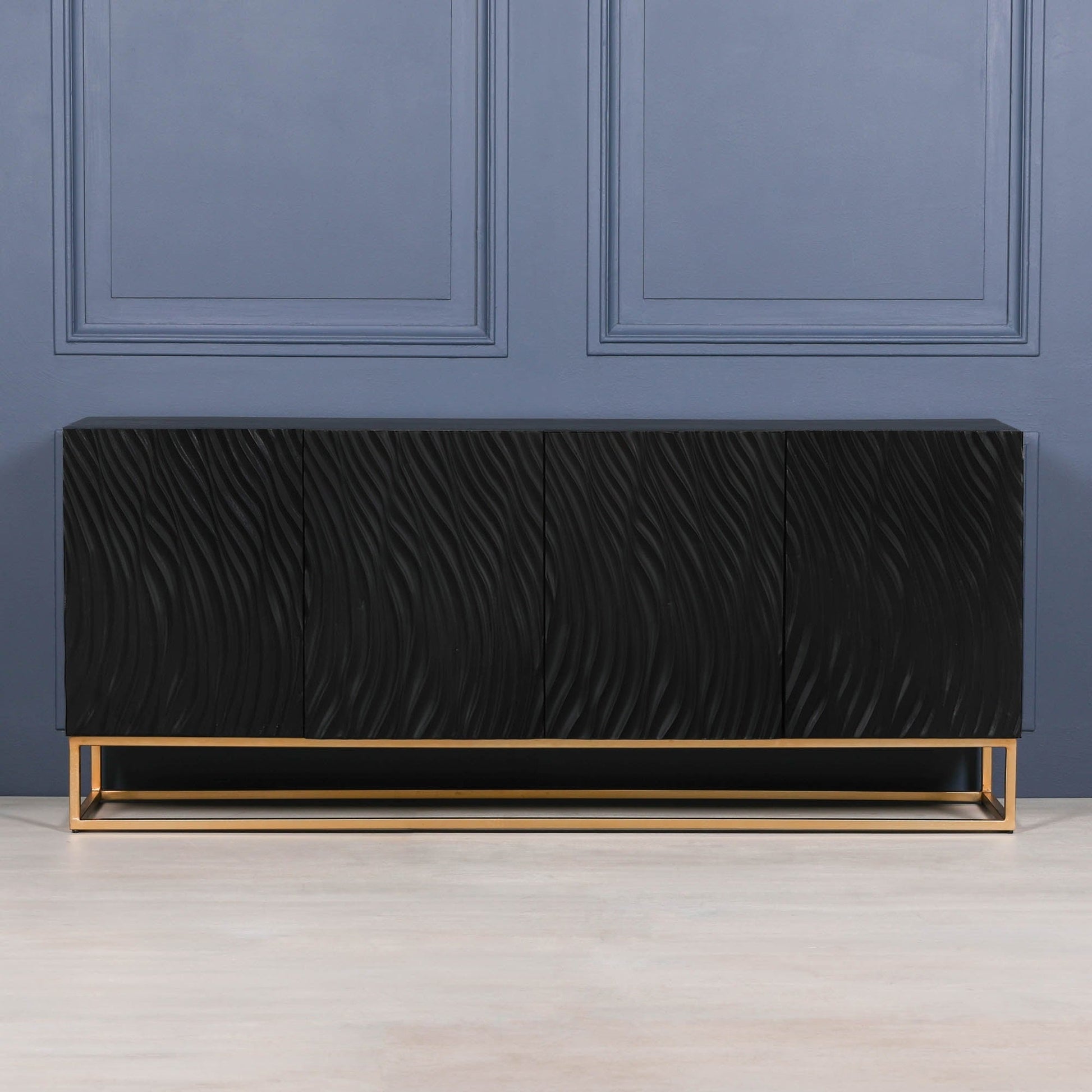 Ripples Black Painted Sideboard  CasaFenix