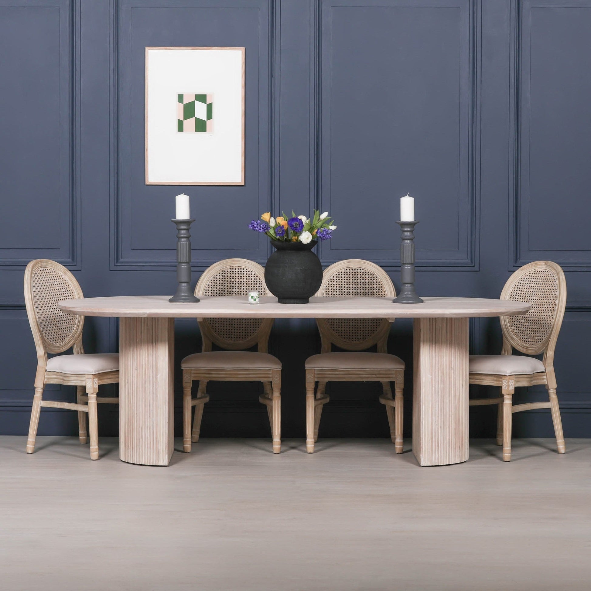 Blanche Acacia Fluted Oval Dining Table Dining table CasaFenix