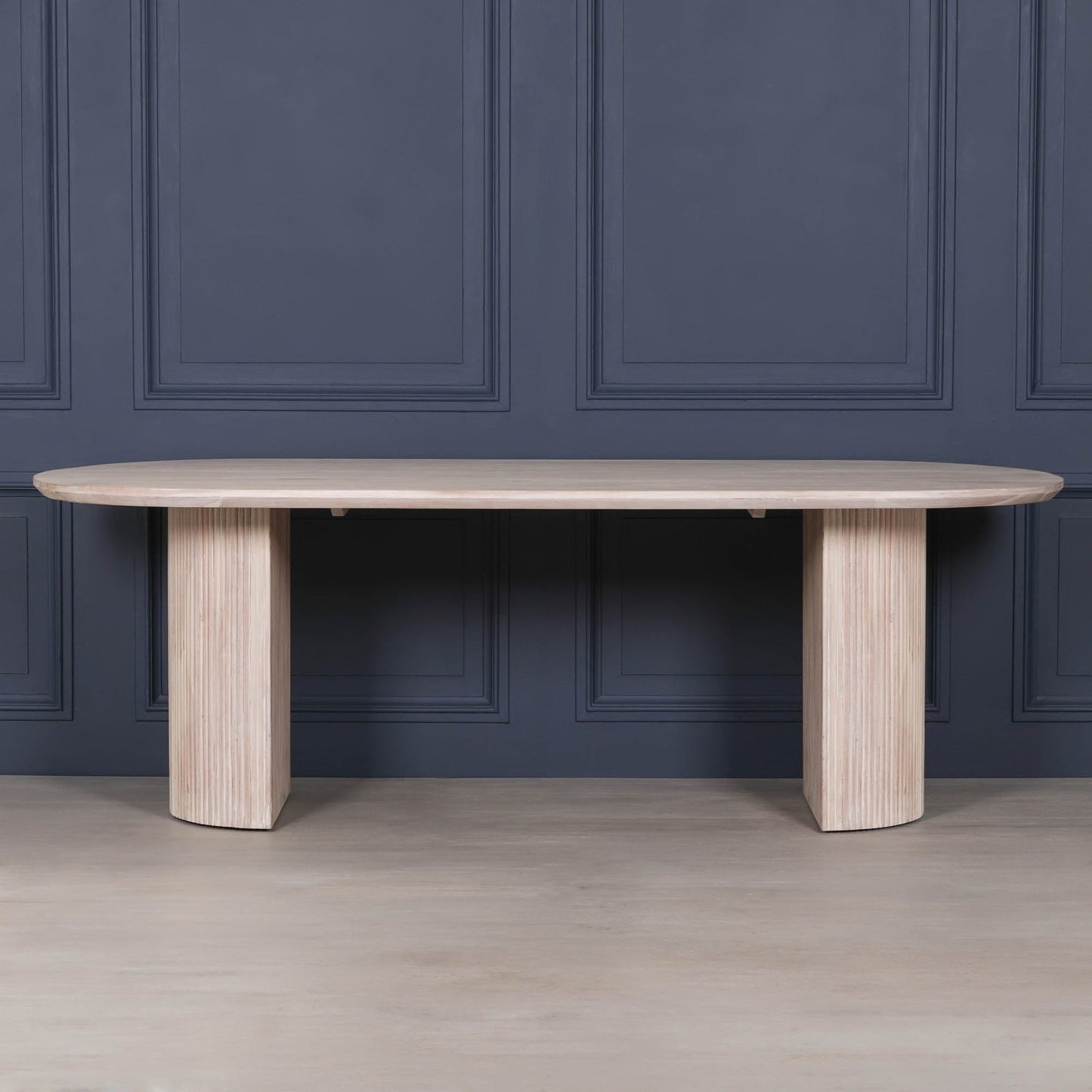 Blanche Acacia Fluted Oval Dining Table  CasaFenix