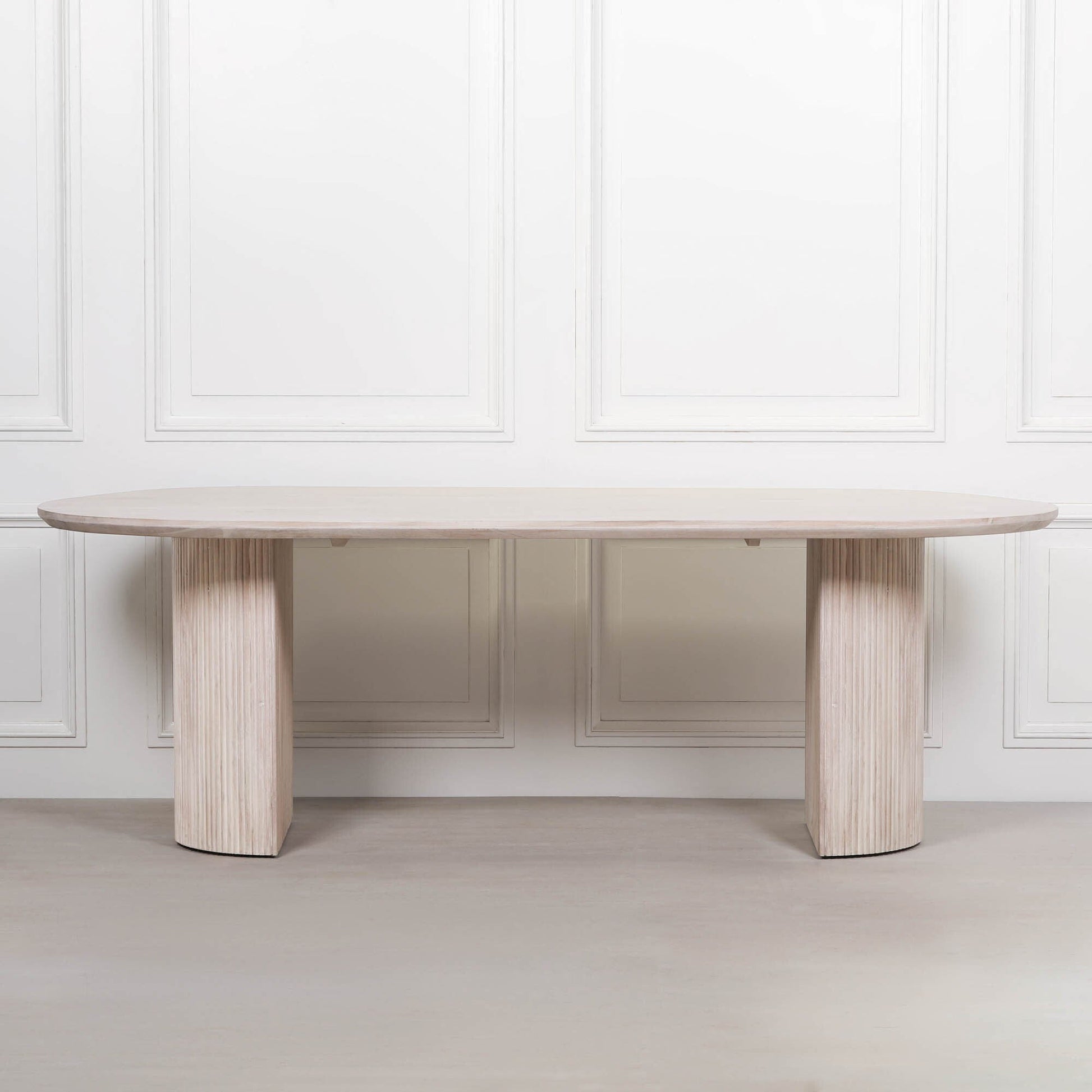 Blanche Acacia Fluted Oval Dining Table Dining table CasaFenix