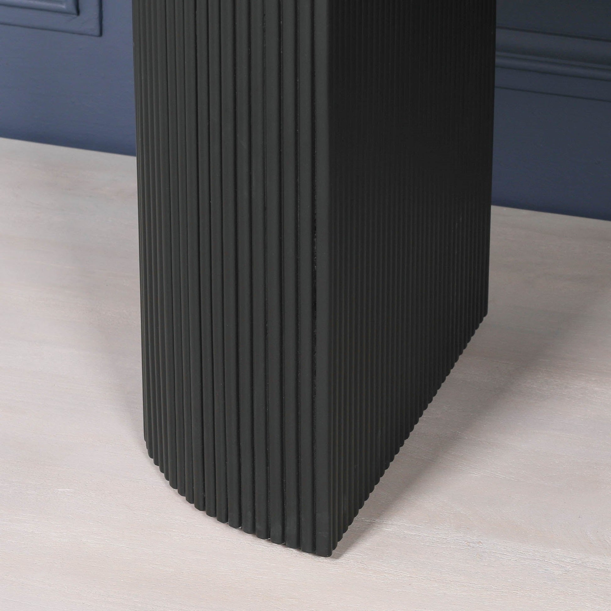 Black Painted Acacia Fluted Oval Dining Table  CasaFenix