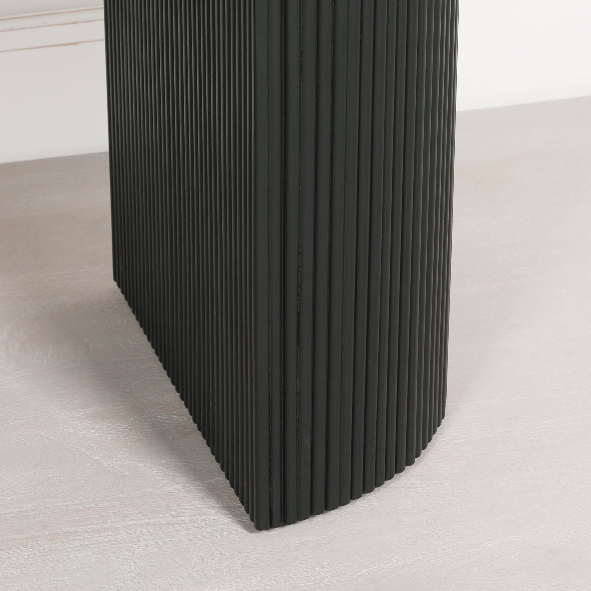 Black Painted Acacia Fluted Oval Dining Table  CasaFenix