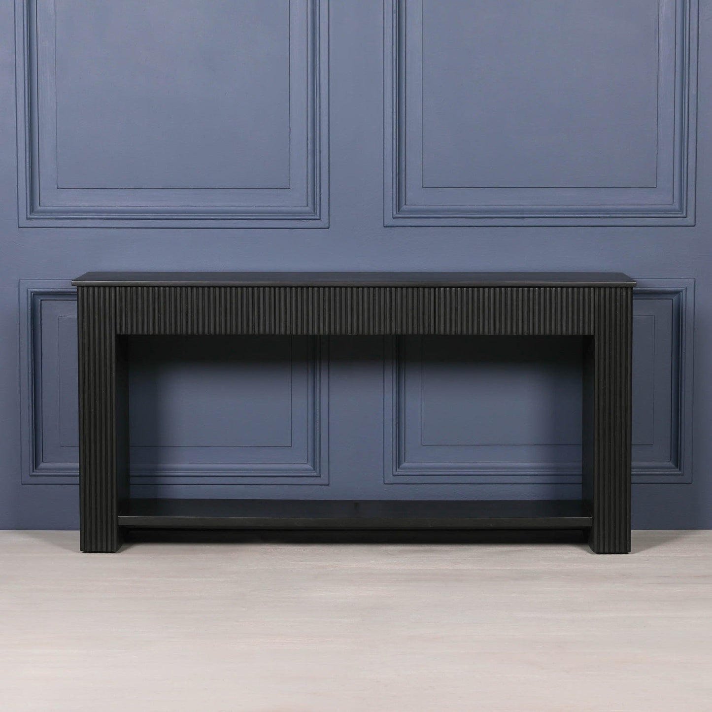 Black Painted Acacia Fluted Console Table  CasaFenix