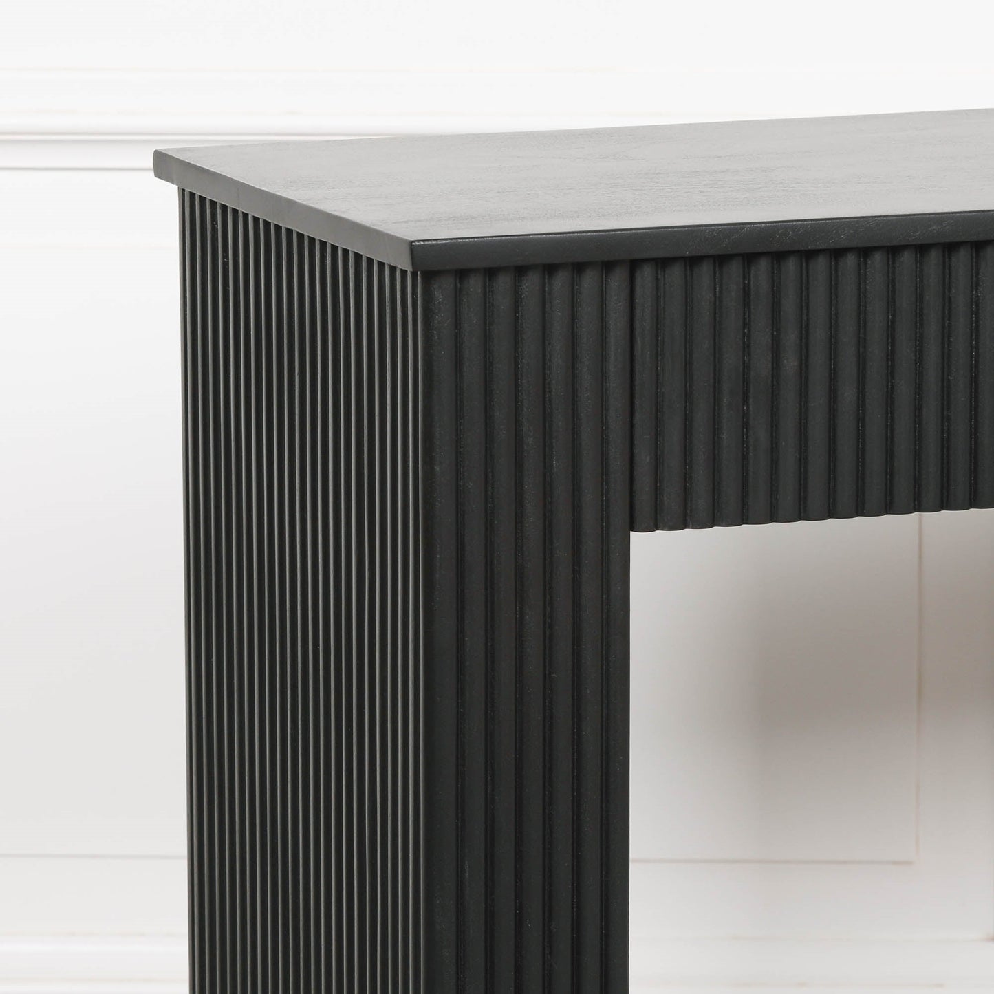 Black Painted Acacia Fluted Console Table  CasaFenix
