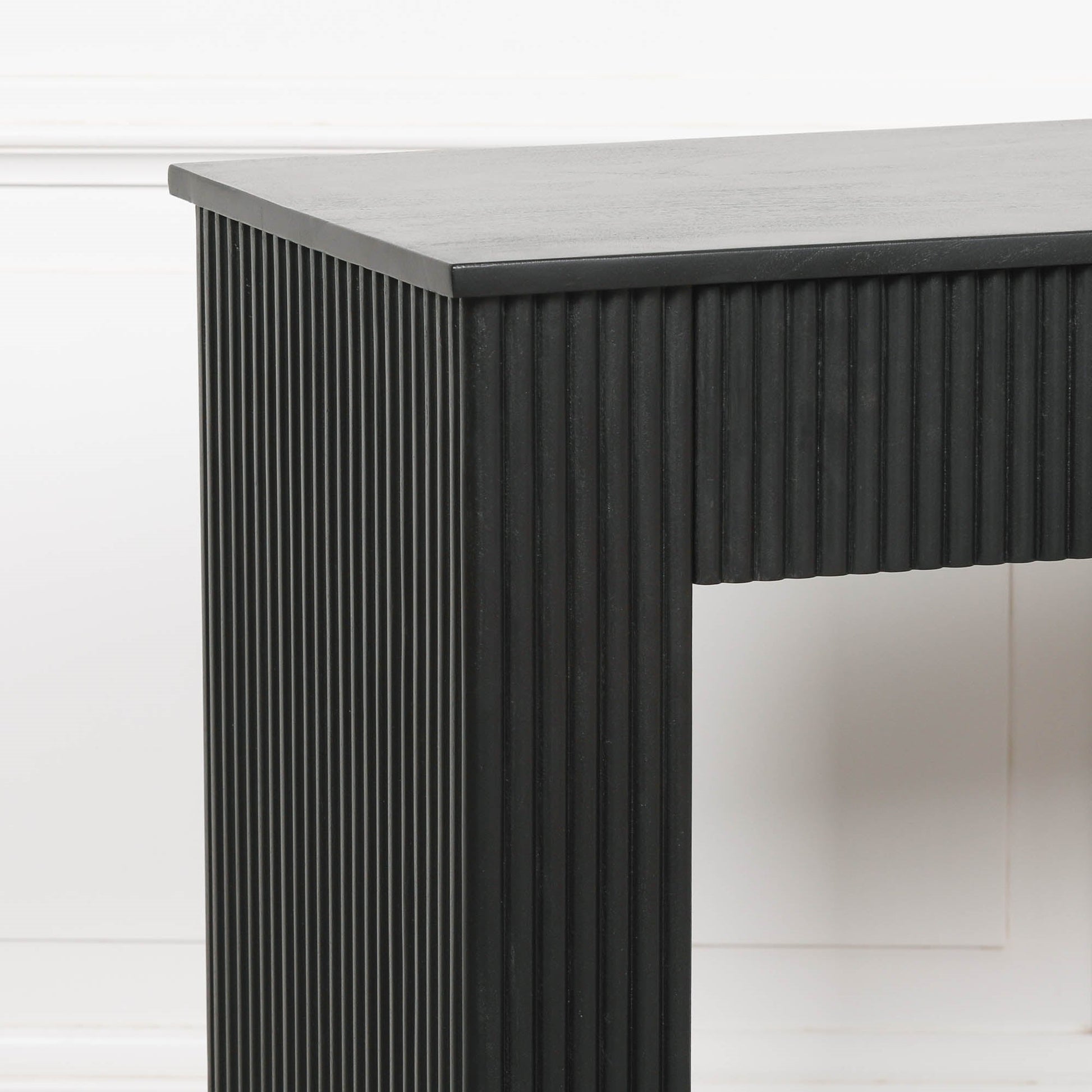 Black Painted Acacia Fluted Console Table  CasaFenix