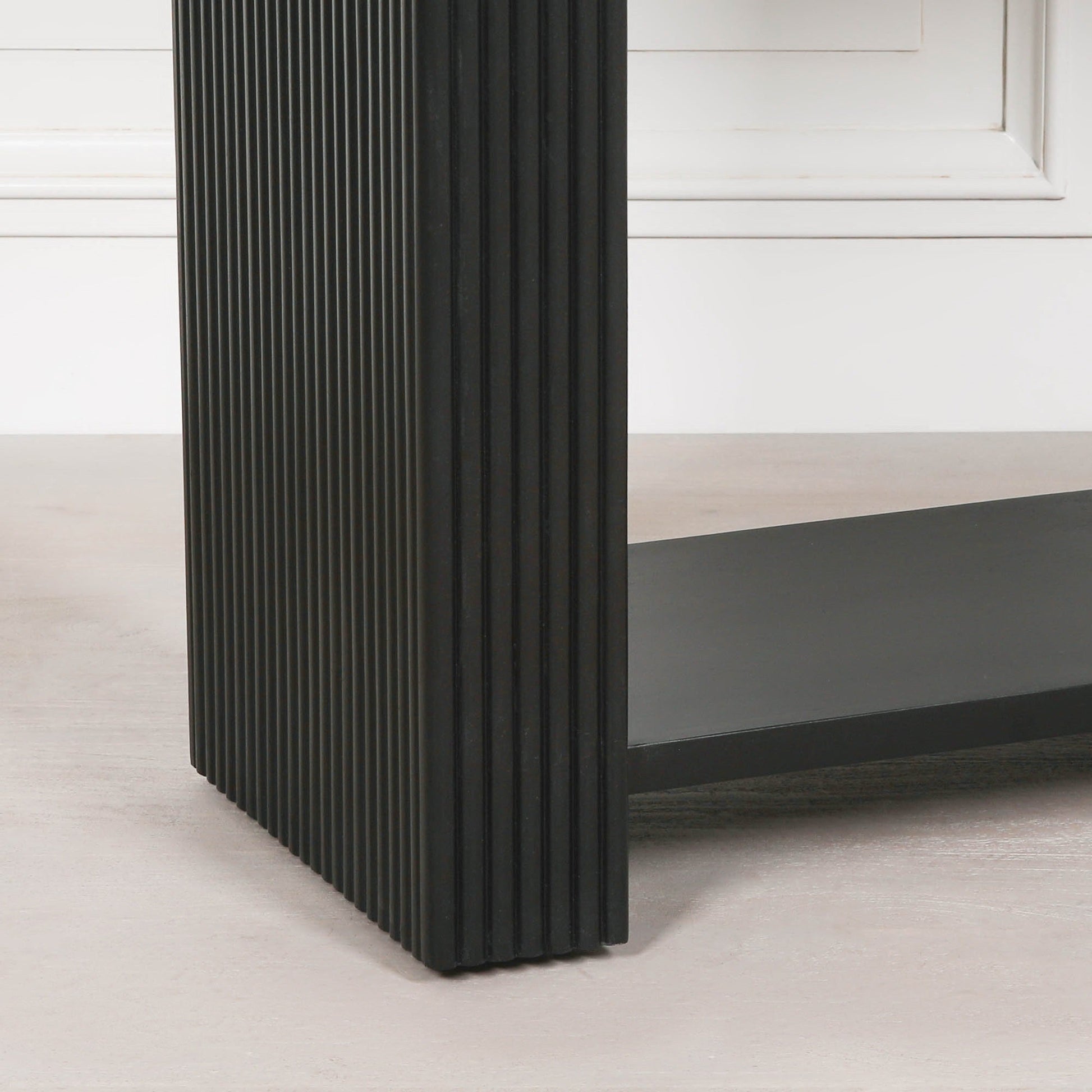 Black Painted Acacia Fluted Console Table  CasaFenix