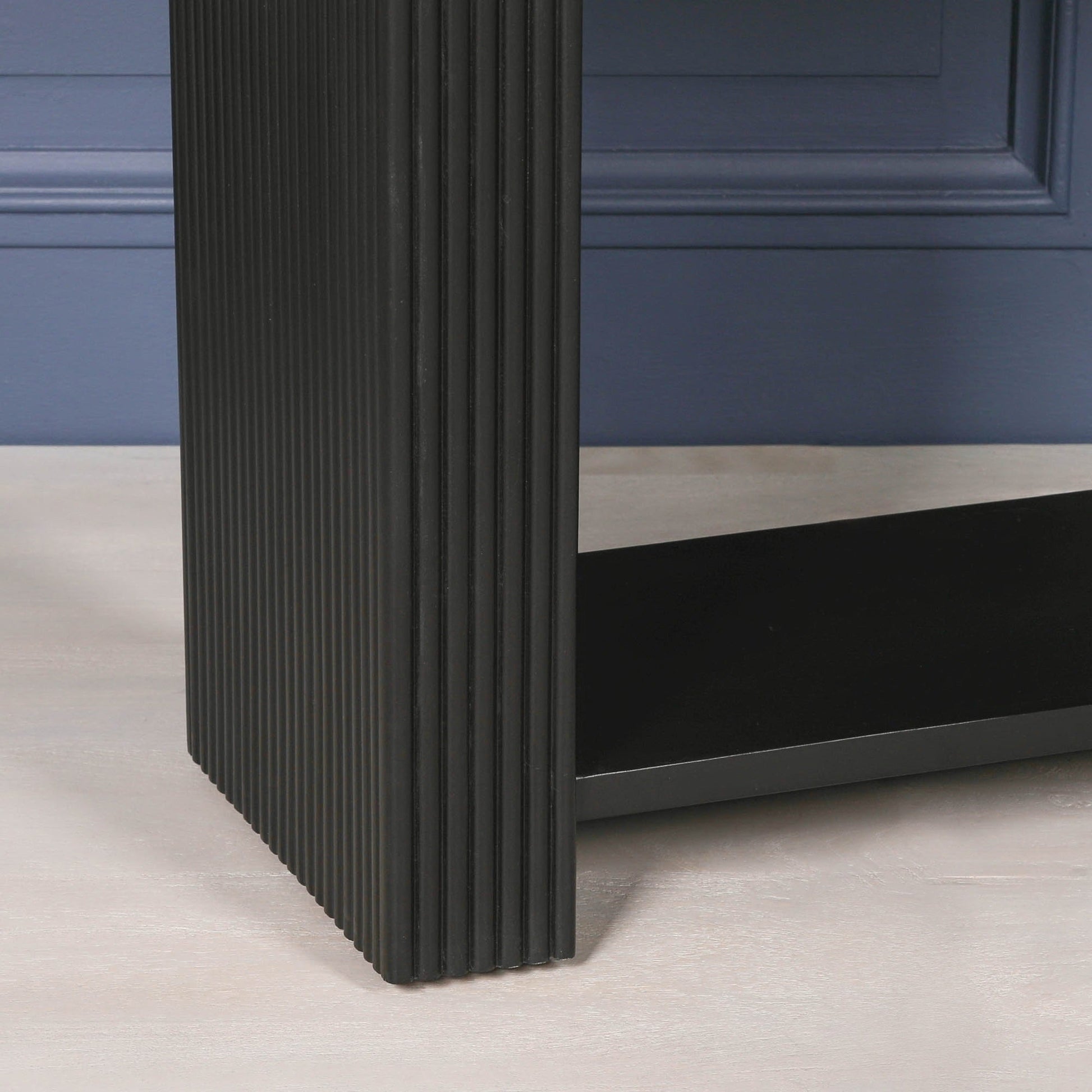 Black Painted Acacia Fluted Console Table  CasaFenix