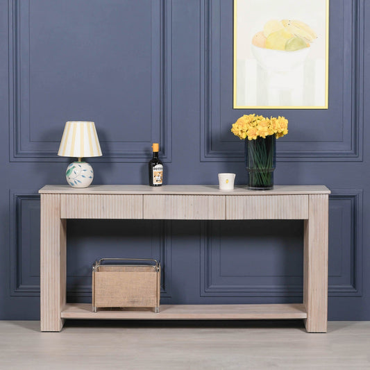 Blanche Acacia Fluted Console Table  CasaFenix