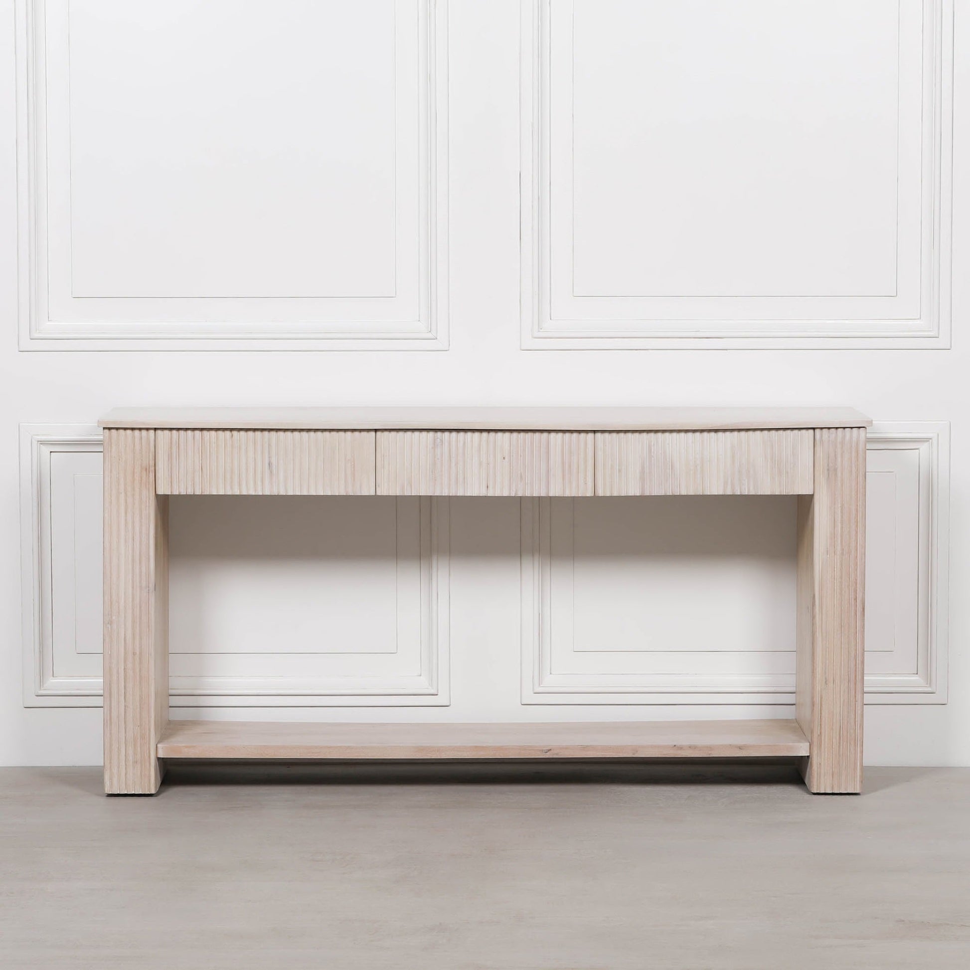 Blanche Acacia Fluted Console Table  CasaFenix