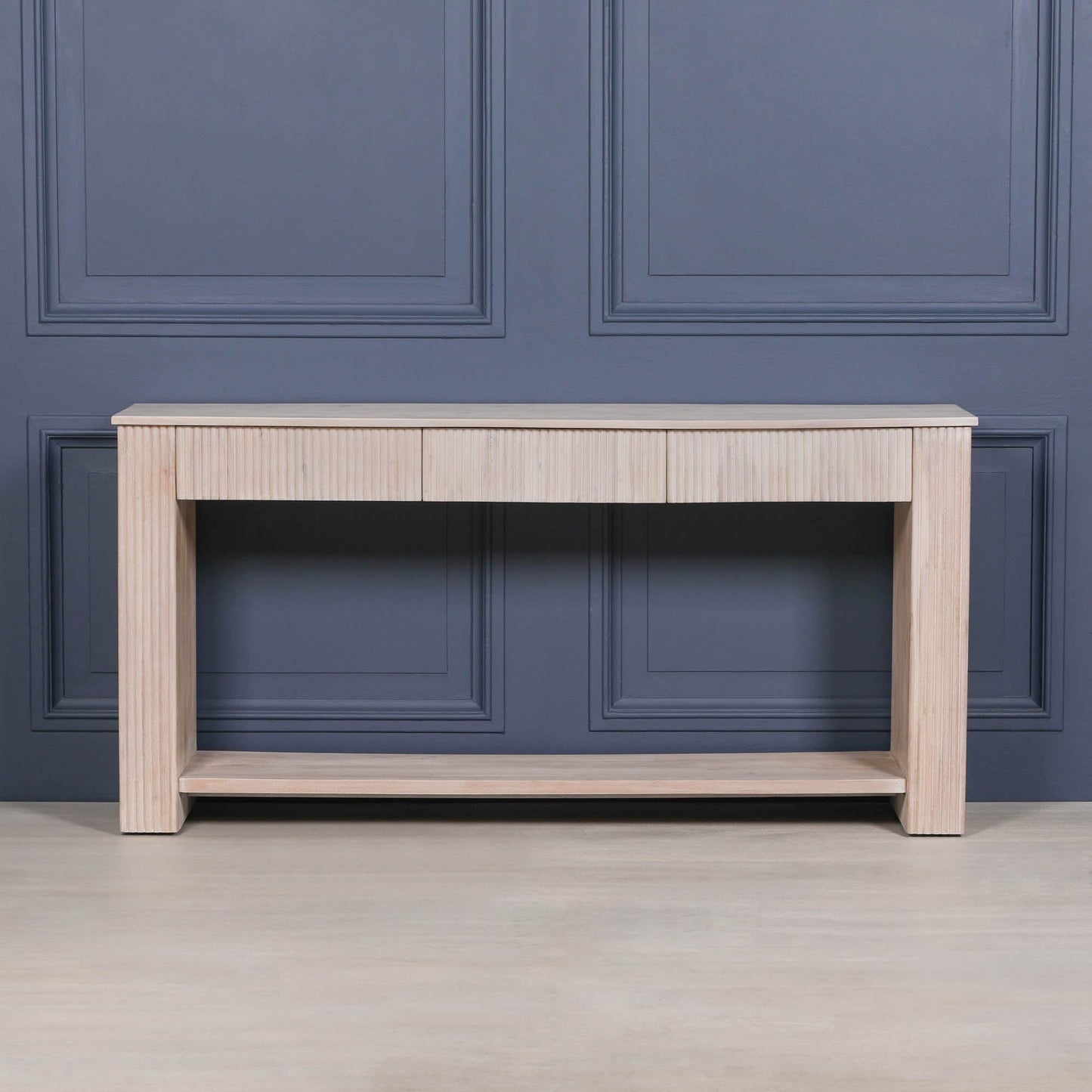 Blanche Acacia Fluted Console Table  CasaFenix
