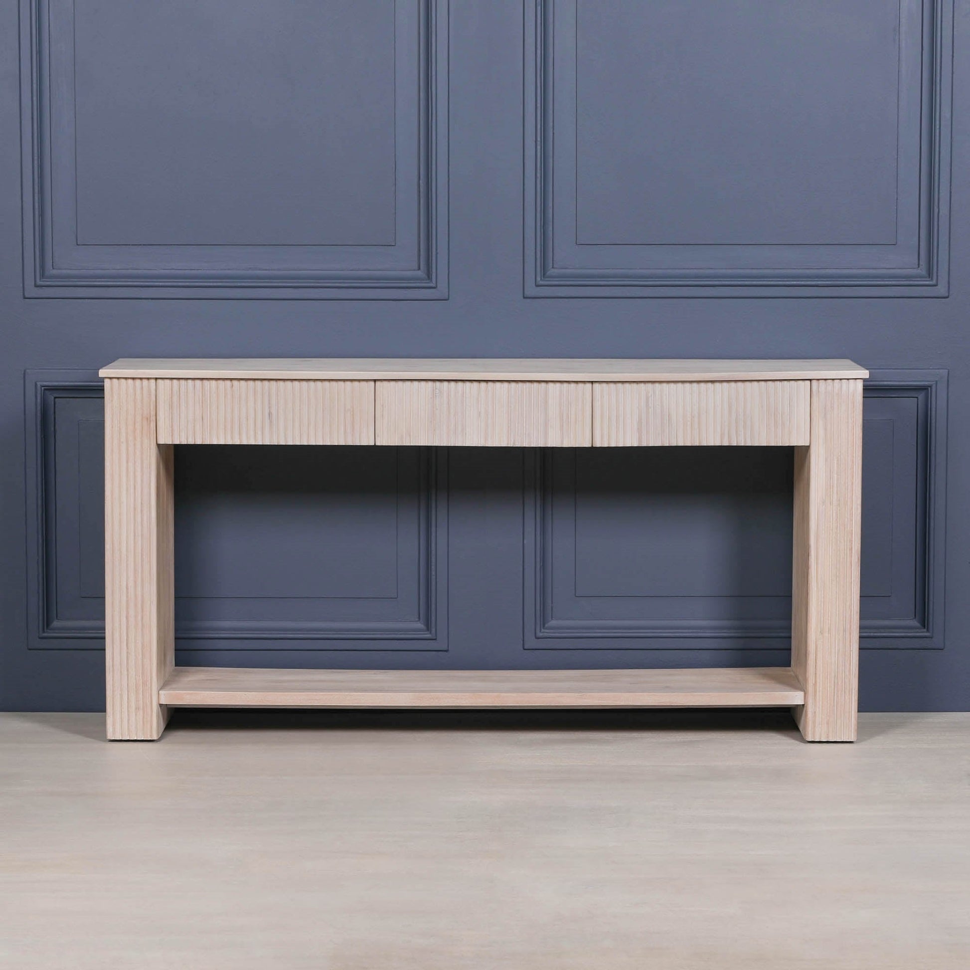 Blanche Acacia Fluted Console Table  CasaFenix