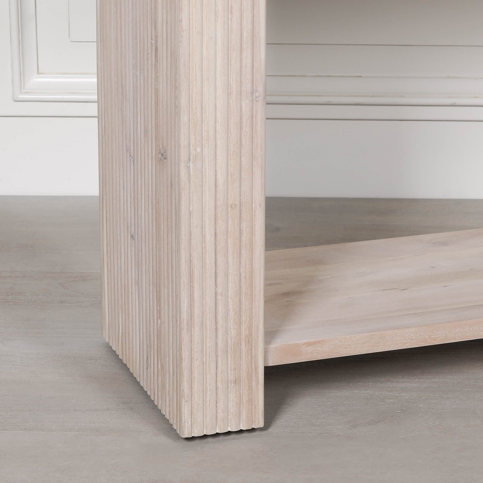 Blanche Acacia Fluted Console Table  CasaFenix