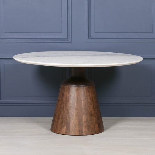 Wooden Acacia Natural Marble Top Dining Table Dining table CasaFenix