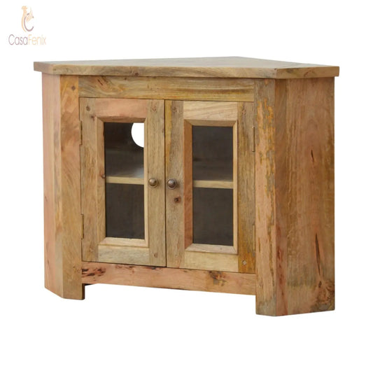 Granary Royale 2 Door Corner TV Cabinet 100% mango wood - CasaFenix