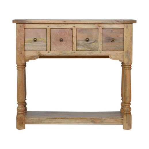 Granary Royale 4 Drawer Console Table 100% solid mango wood Tables CasaFenix
