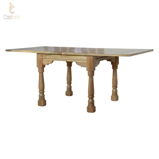 Granary Royale Turned Leg Butterfly Dining Table 100% solid Mango wood, hand-distressed oak-ish finish - CasaFenix