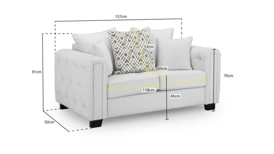 Grazia  Fabric Sofa In Grey. 1, 2, 3, 4 Seat Settee & Footstool Wood Legs (Copy) Sofa CasaFenix