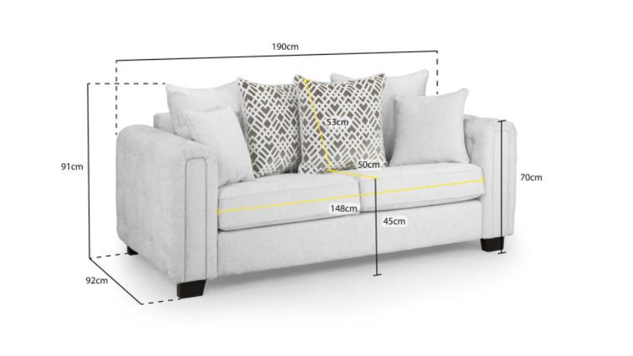 Grazia  Fabric Sofa In Grey. 1, 2, 3, 4 Seat Settee & Footstool Wood Legs (Copy) Sofa CasaFenix
