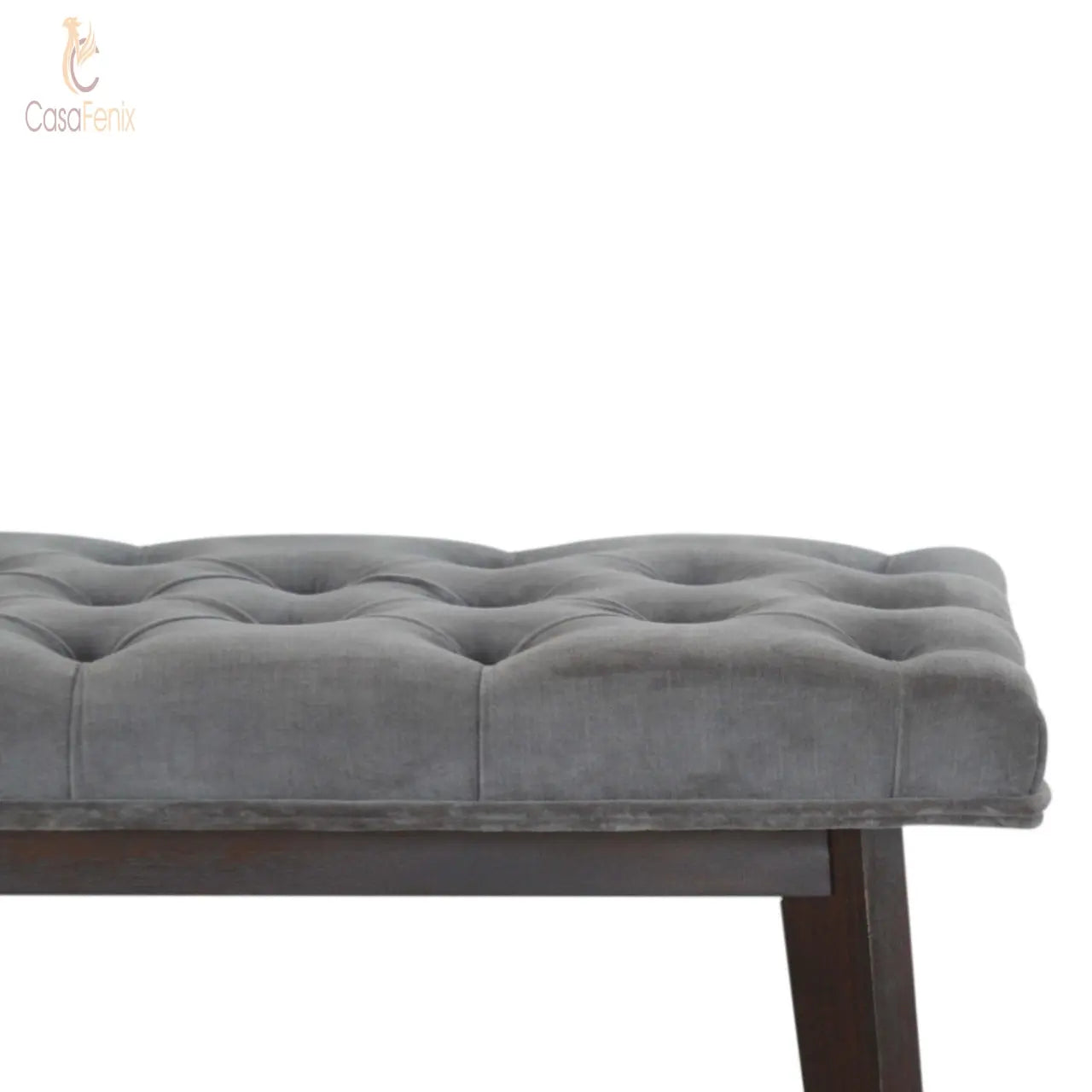 Grey Velvet Upholstered Hallway Bench - CasaFenix