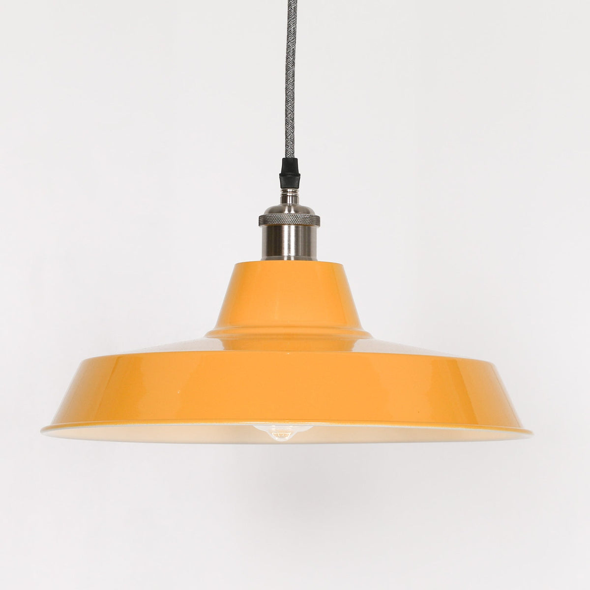 Mustard Yellow Enamel Factory-Style Pendant Ceiling Light 36cm Ceiling light CasaFenix