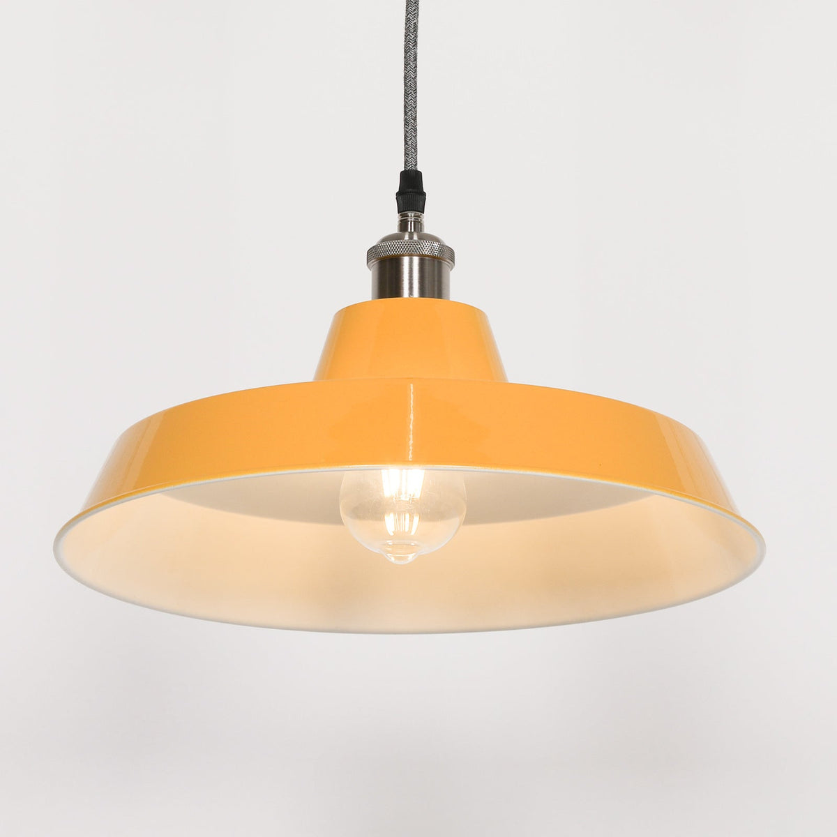 Mustard Yellow Enamel Factory-Style Pendant Ceiling Light 36cm Ceiling light CasaFenix