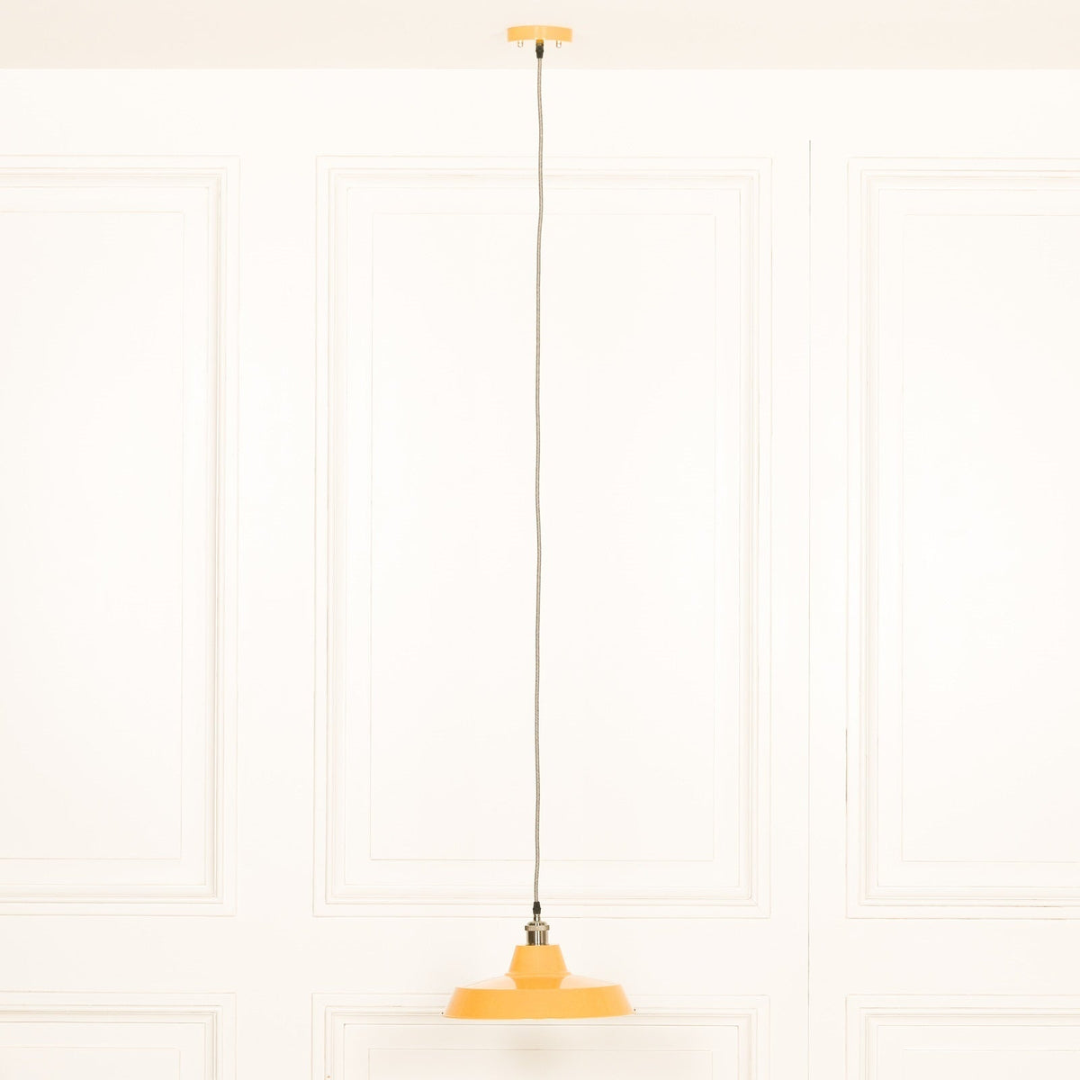 Mustard Yellow Enamel Factory-Style Pendant Ceiling Light 36cm Ceiling light CasaFenix