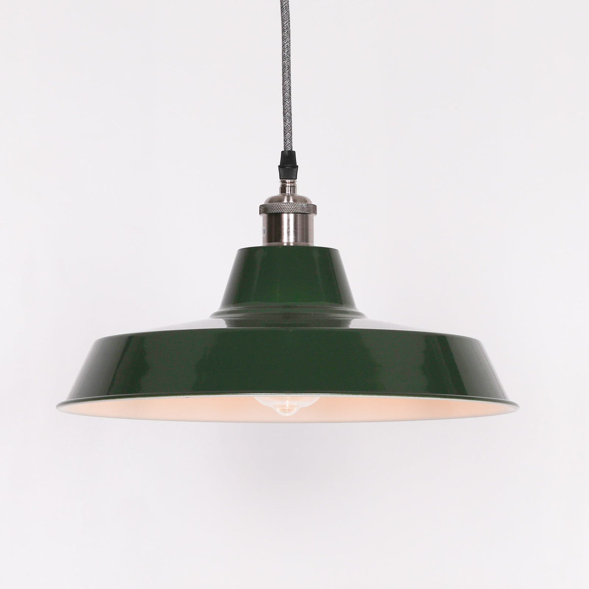 British Racing Green Enamel Factory-Style Pendant Ceiling Light 36cm Ceiling light CasaFenix