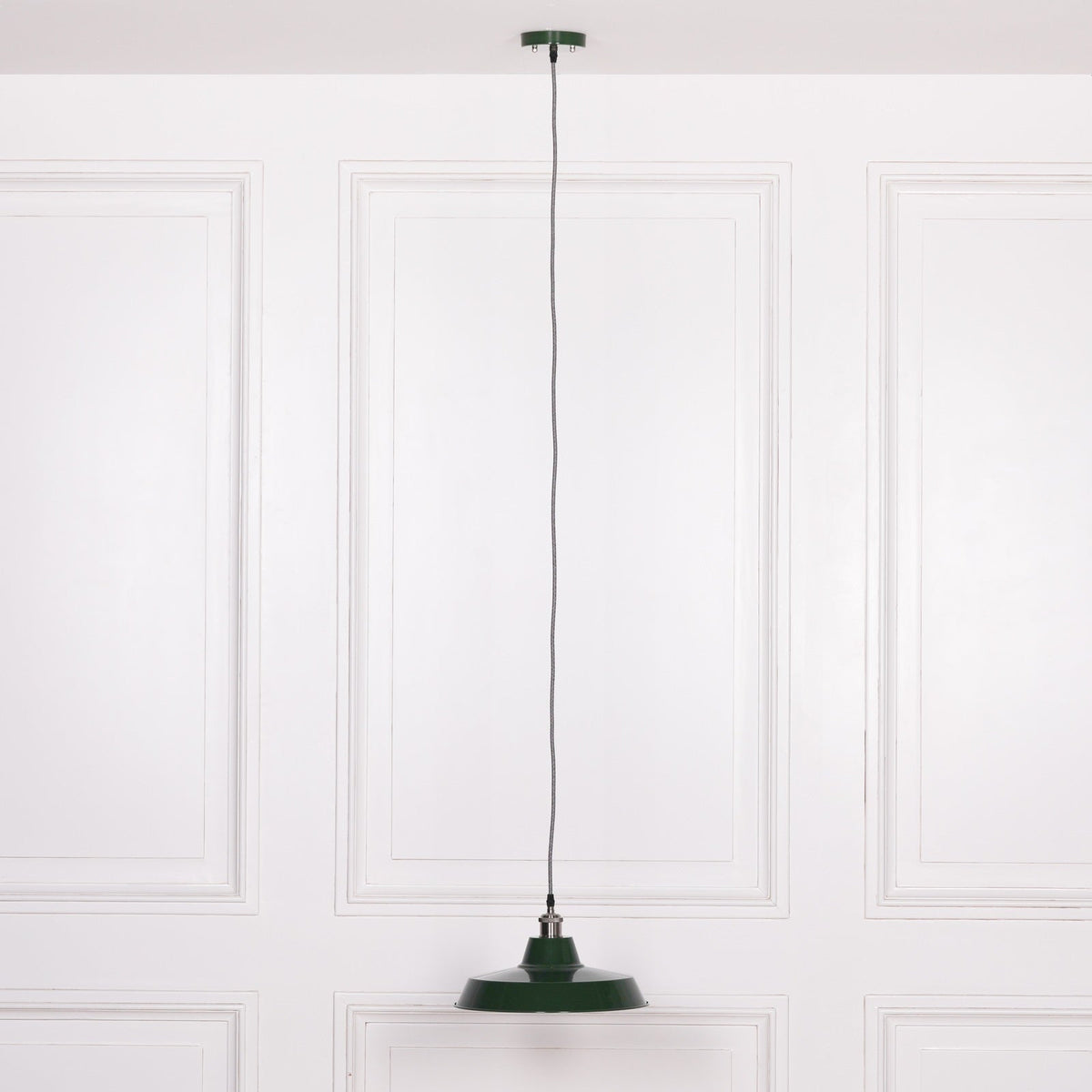 British Racing Green Enamel Factory-Style Pendant Ceiling Light 36cm Ceiling light CasaFenix
