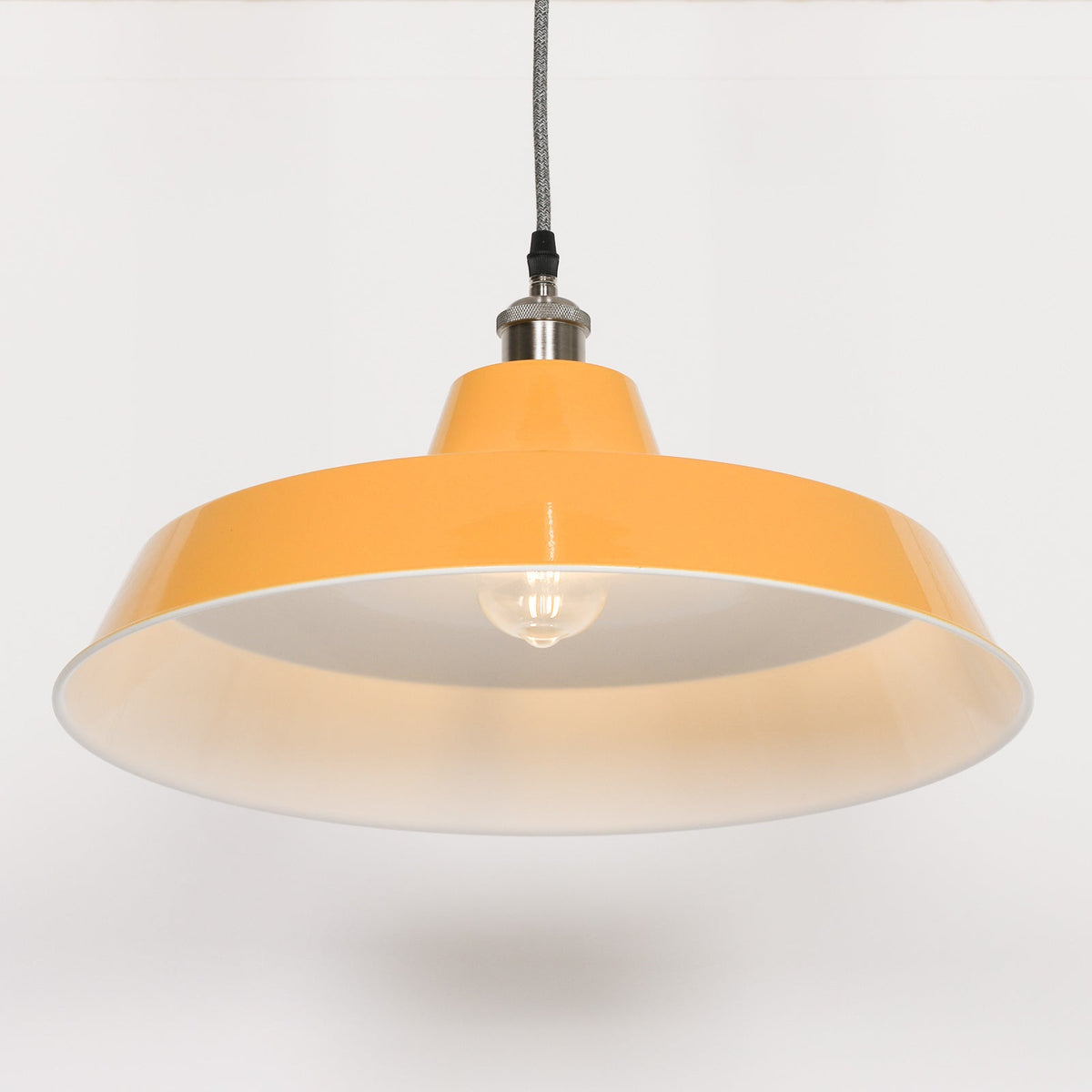 Mustard Yellow Enamel Factory-Style Pendant Ceiling Light 46cm Ceiling light CasaFenix