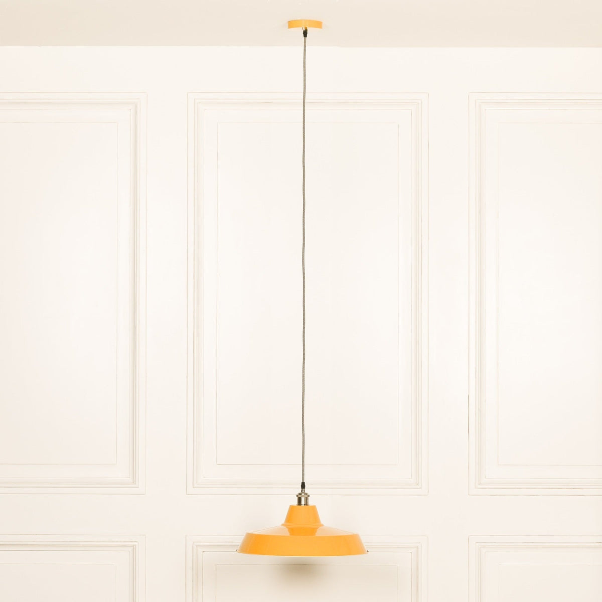 Mustard Yellow Enamel Factory-Style Pendant Ceiling Light 46cm Ceiling light CasaFenix