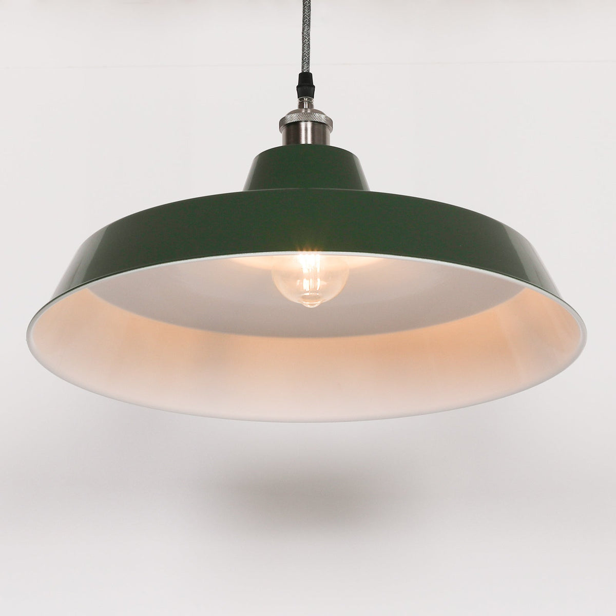 British Racing Green Enamel Factory-Style Pendant Ceiling Light 46cm Ceiling light CasaFenix