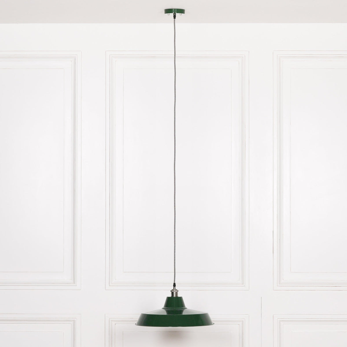 British Racing Green Enamel Factory-Style Pendant Ceiling Light 46cm Ceiling light CasaFenix