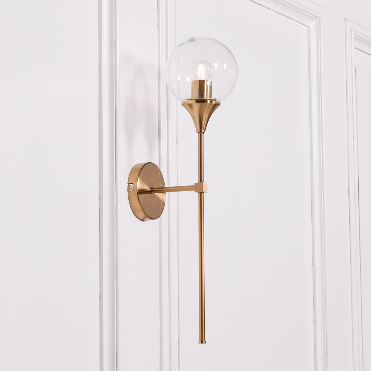 Art Deco Satin Gold Glass Ball Wall Light Wall light CasaFenix