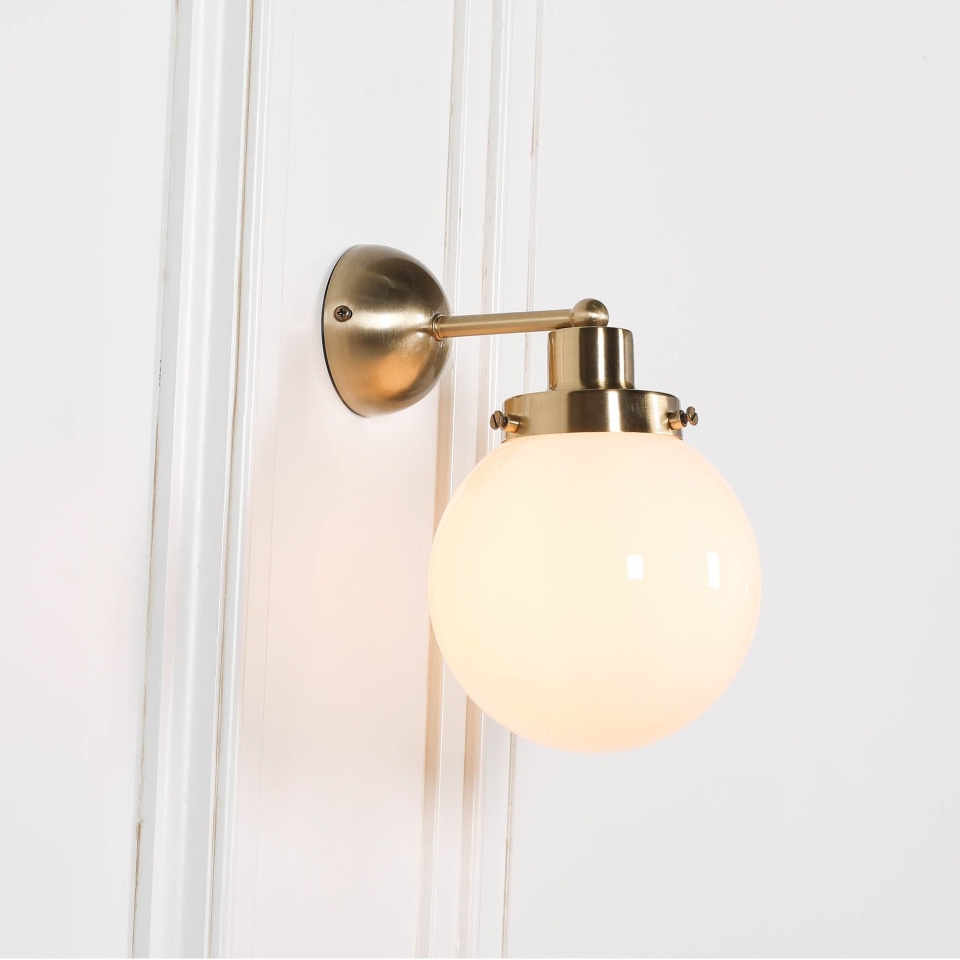 Brushed Gold Style Brass Wall light with Frosted Glass  CasaFenix