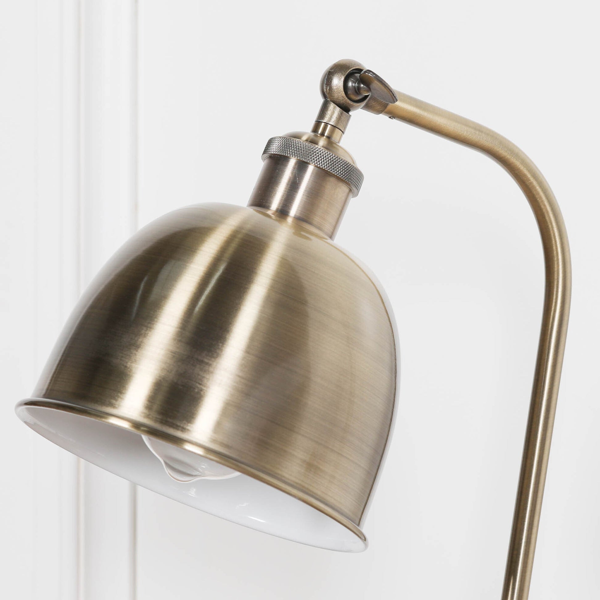 Satin Brass Industrial Table Lamp with Metal Shade & Braided Cord Lamp CasaFenix