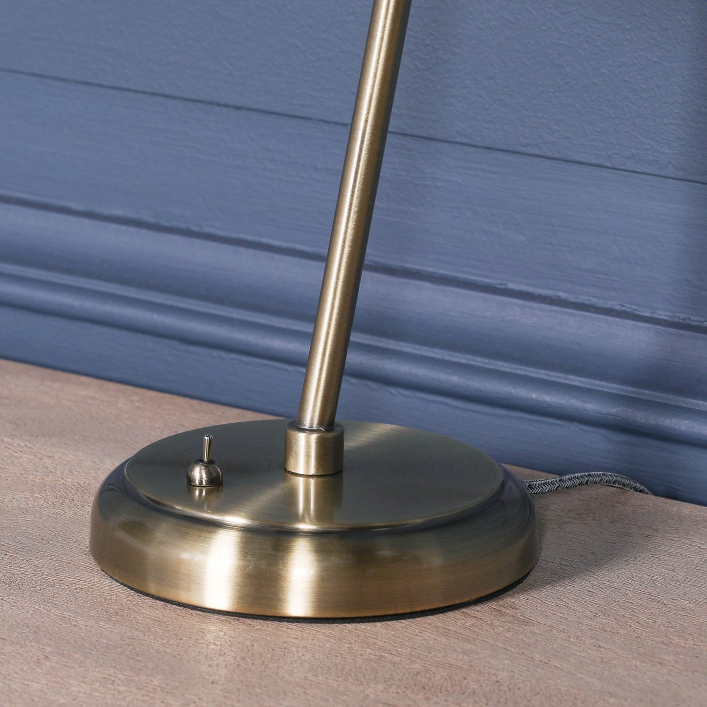 Satin Brass Industrial Table Lamp with Metal Shade & Braided Cord Lamp CasaFenix
