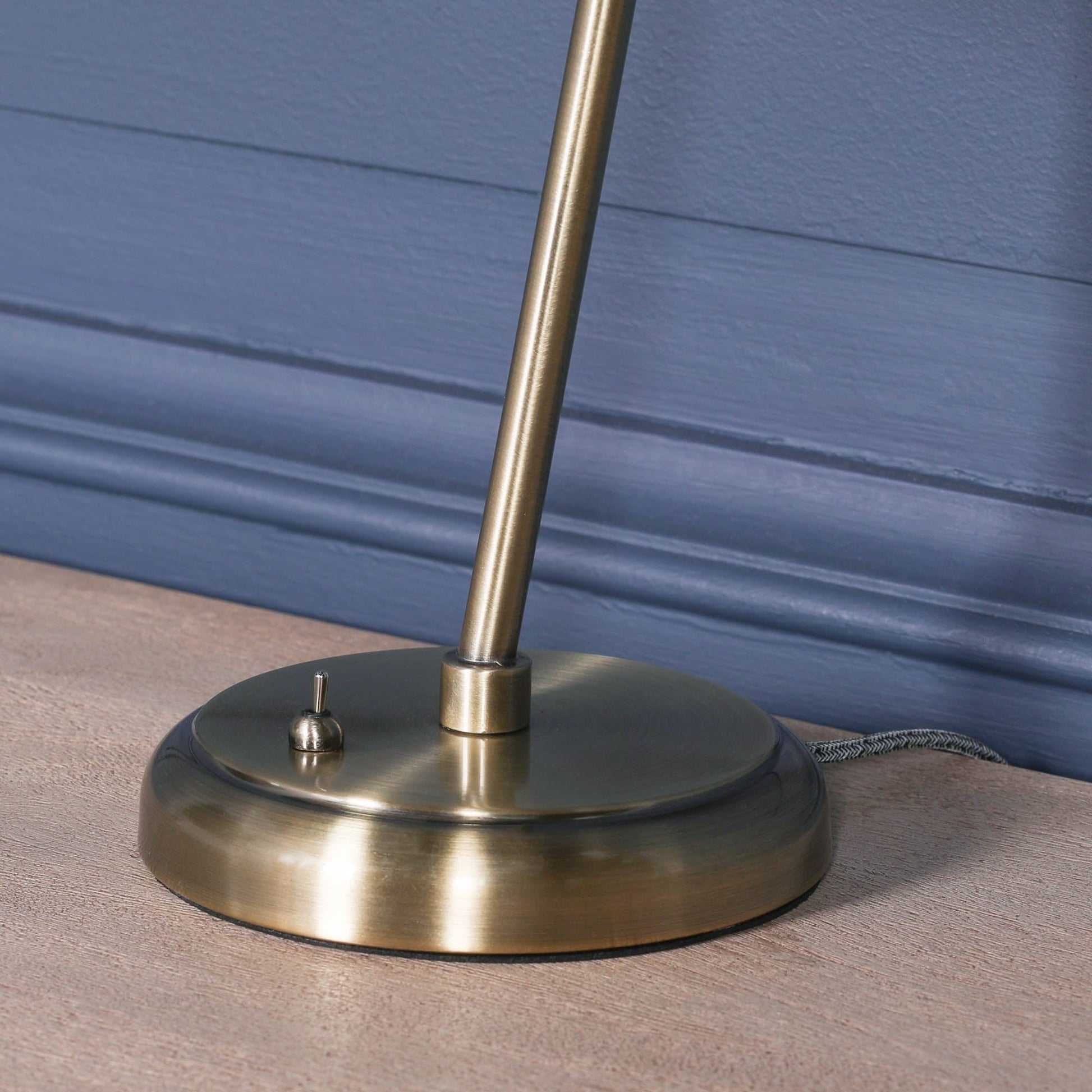 Satin Brass Industrial Table Lamp with Metal Shade & Braided Cord Lamp CasaFenix
