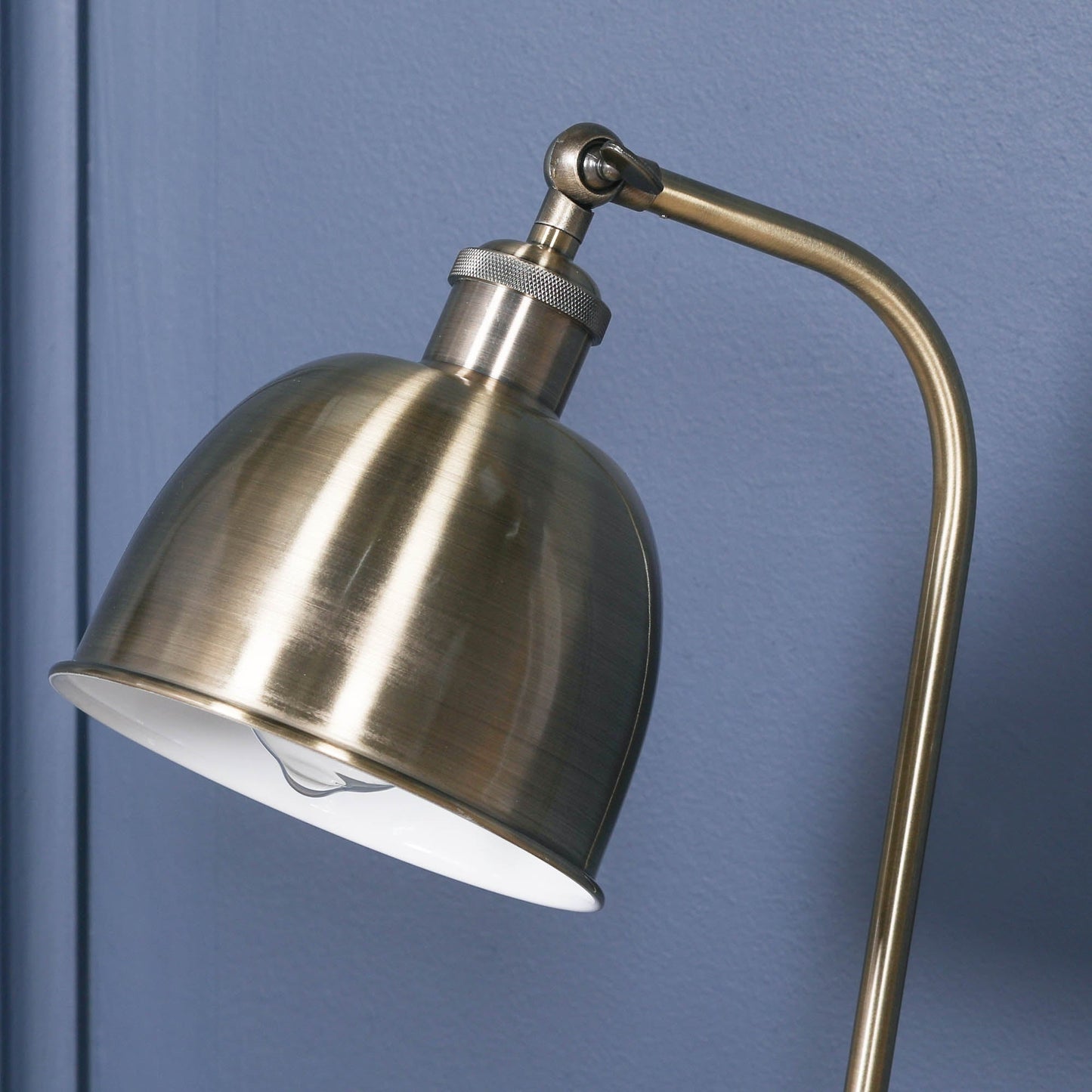 Satin Brass Industrial Table Lamp with Metal Shade & Braided Cord Lamp CasaFenix