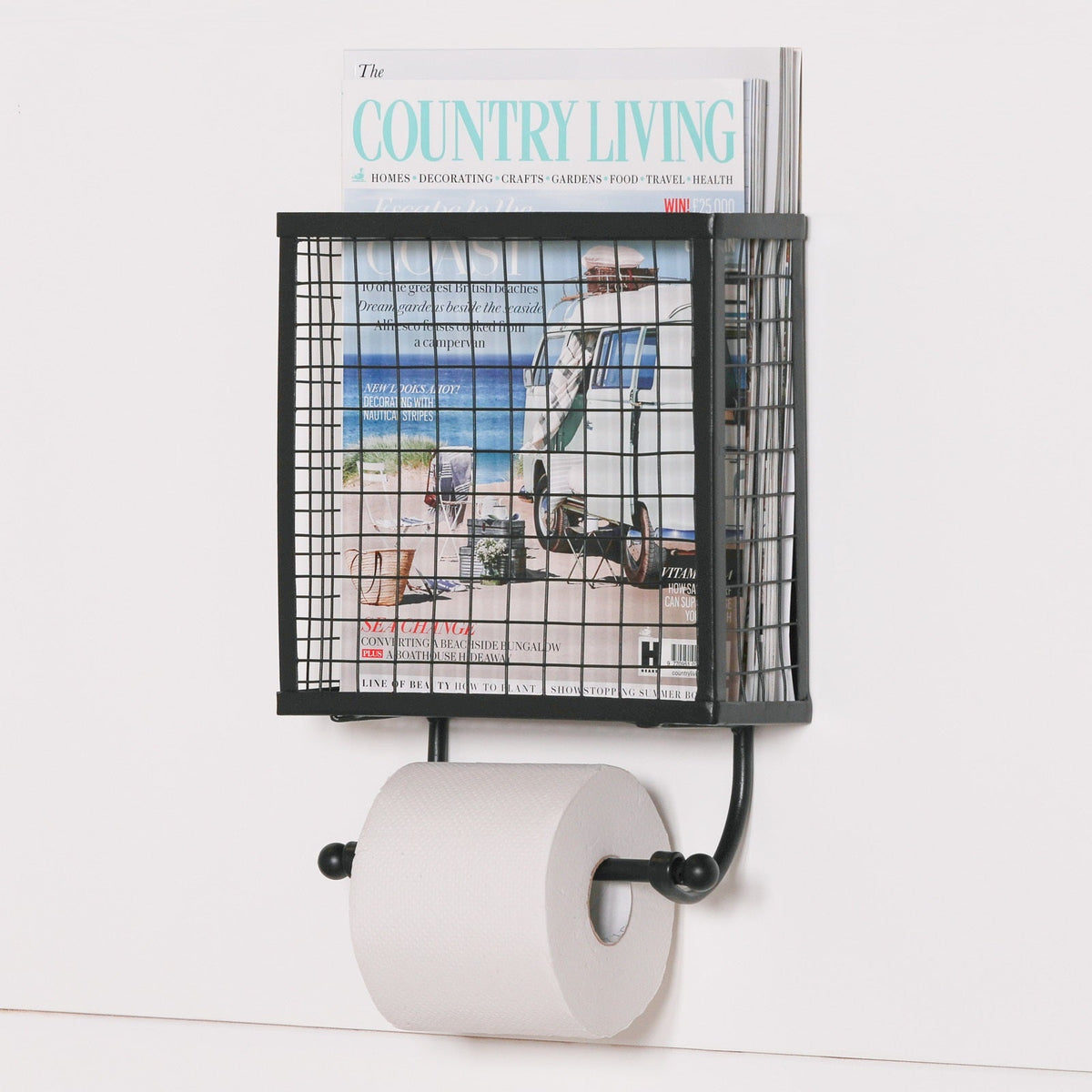 Black Wire Toilet Roll and Magazine Rack Toilet roll holder CasaFenix