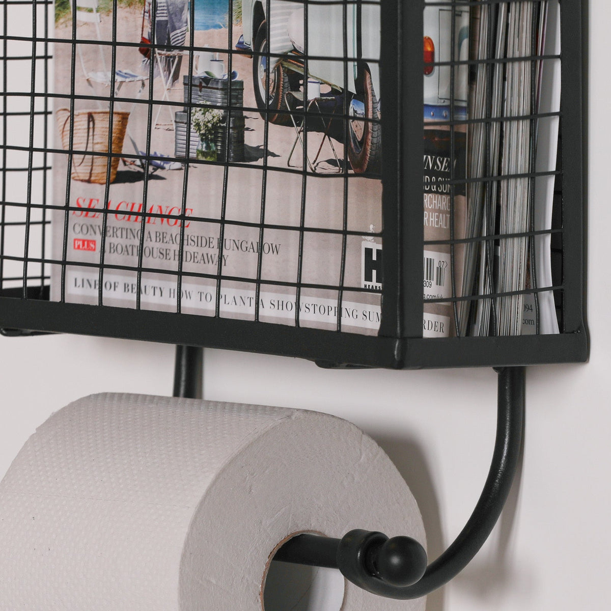 Black Wire Toilet Roll and Magazine Rack Toilet roll holder CasaFenix