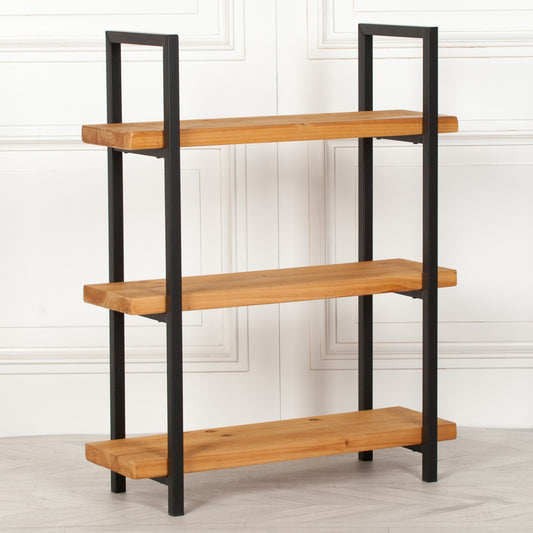 Copy of Blanche Wooden Rustic Single Open 4 Shelf Bookcase with 2 Drawers CasaFenix