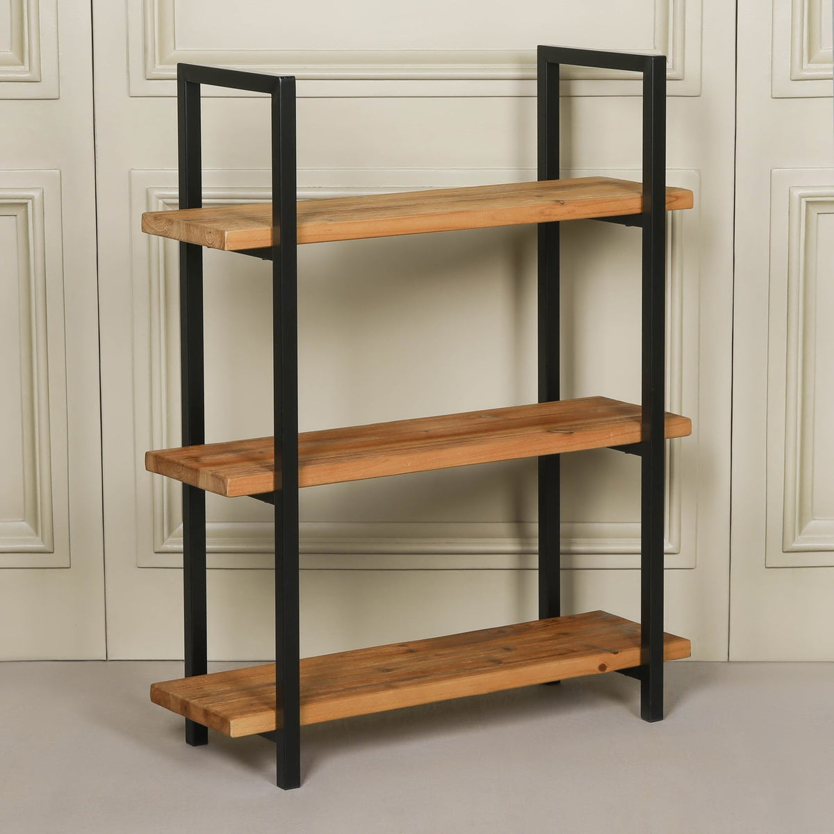 Rustic Industrial Pine and Metal 3-Tier Open Bookcase Bookcase CasaFenix