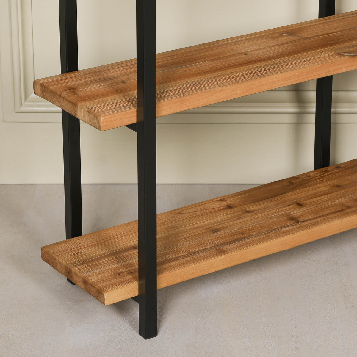 Rustic Industrial Pine and Metal 3-Tier Open Bookcase Bookcase CasaFenix