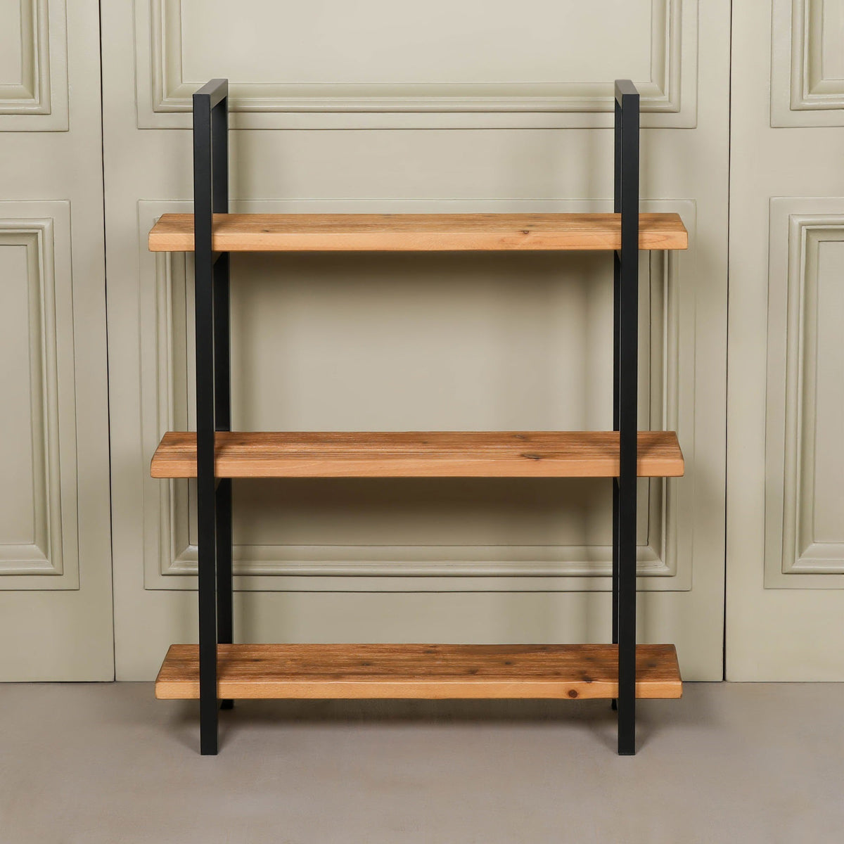 Rustic Industrial Pine and Metal 3-Tier Open Bookcase Bookcase CasaFenix